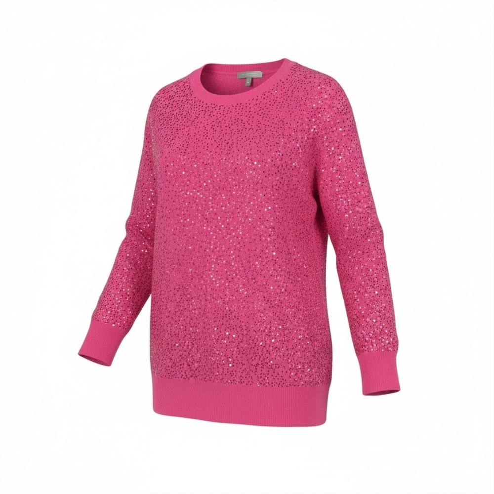 Neiman‎ Marcus The Cashmere Collection Womens Pink Sequin Sweater XL